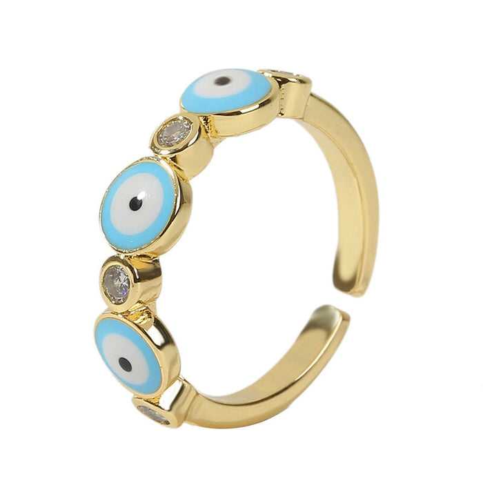 Wholesale blue copper drip oil eye ring women JDC-RS-Yuet016 Rings 越腾 Sky blue Adjustable opening Wholesale Jewelry JoyasDeChina Joyas De China