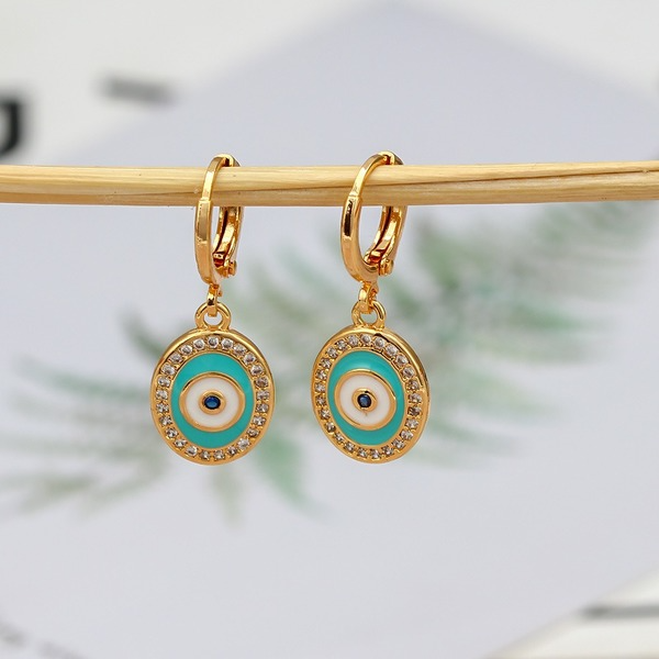 Bulk Jewelry Wholesale blue copper evil's eye micro earrings JDC-ES-BD004 Wholesale factory from China YIWU China