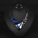 Wholesale blue crystal earrings necklace set JDC-ST-Qianm008 Suit 千漠 Wholesale Jewelry JoyasDeChina Joyas De China