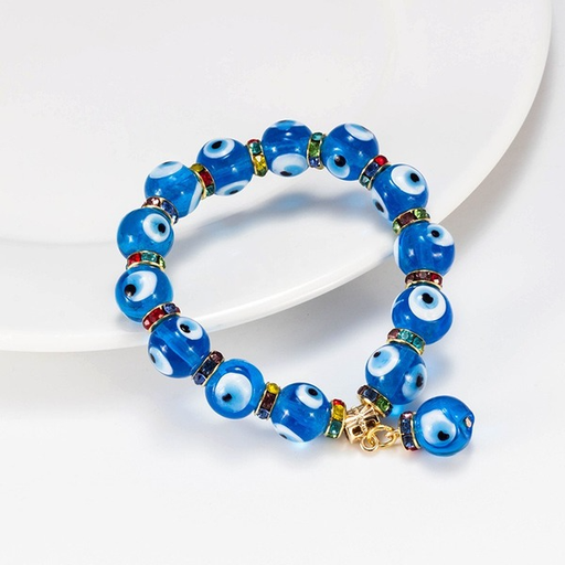 Bulk Jewelry Wholesale blue crystal evil eyes crystal beaded bracelet JDC-BT-BD007 Wholesale factory from China YIWU China