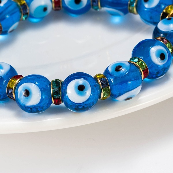 Bulk Jewelry Wholesale blue crystal evil eyes crystal beaded bracelet JDC-BT-BD007 Wholesale factory from China YIWU China