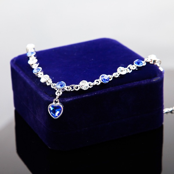 Bulk Jewelry Wholesale Blue Crystal Ocean Heart Diamond Crystal Bracelet JDC-BT-D497 Wholesale factory from China YIWU China