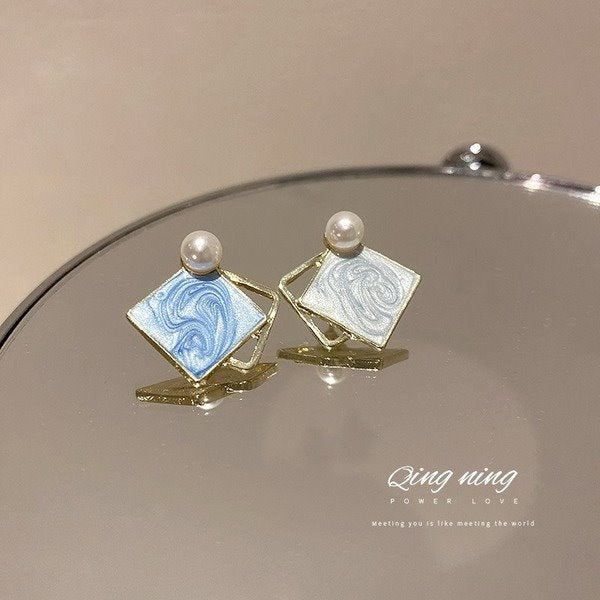Wholesale blue diamond alloy earrings JDC-ES-BY-027 Earrings 宝钰 Wholesale Jewelry JoyasDeChina Joyas De China