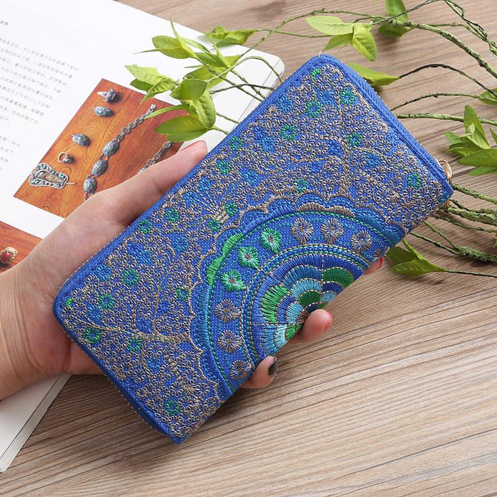Bulk Jewelry Wholesale blue embroidered money ethnic style hand carry wallet JDC-WT-lx018 Wholesale factory from China YIWU China