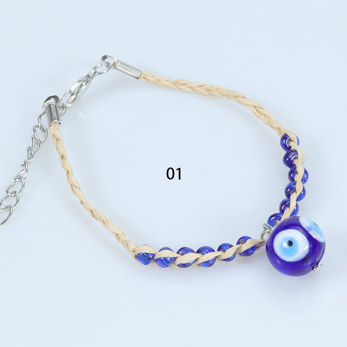 Wholesale blue eye lucky grass knit bracelet JDC-BT-Yiye012 Bracelet 益烨 1 Wholesale Jewelry JoyasDeChina Joyas De China