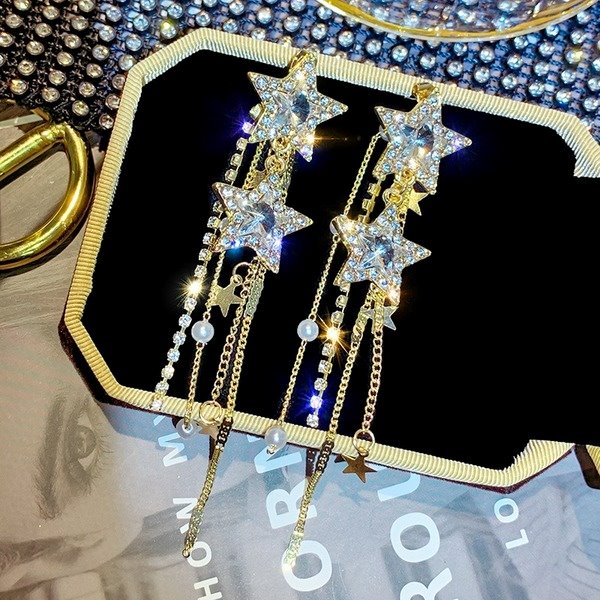 Wholesale blue five pointed star alloy earrings JDC-ES-BY056 Earrings 宝钰 Wholesale Jewelry JoyasDeChina Joyas De China