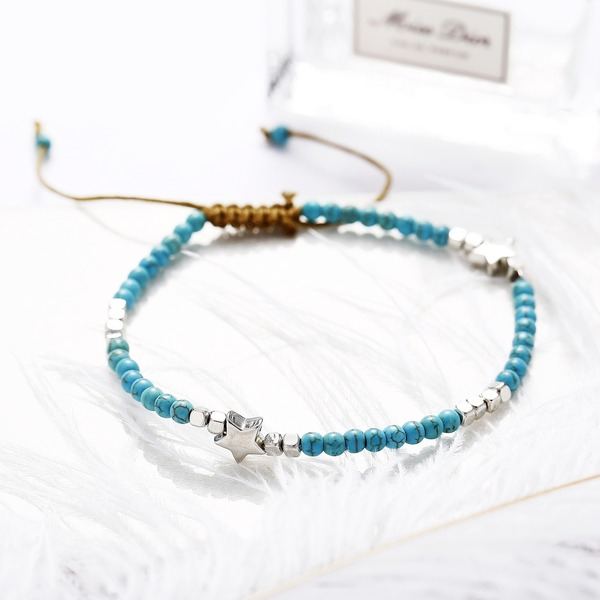 Bulk Jewelry Wholesale blue five-pointed star string beaded push pull alloy Anklet JDC-AS-F411 Wholesale factory from China YIWU China