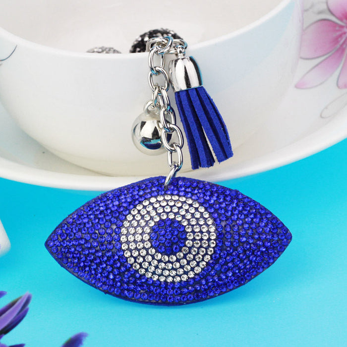 Wholesale blue flannel eye keychain JDC-KC-KunHe003 Keychains 坤禾 sapphire Wholesale Jewelry JoyasDeChina Joyas De China