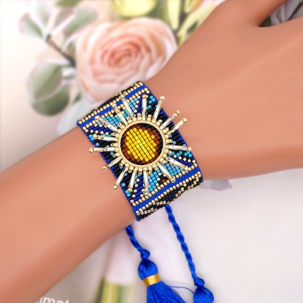 Bulk Jewelry Wholesale blue geometric hand-made woven tassel bracelet JDC-gbh326 Wholesale factory from China YIWU China