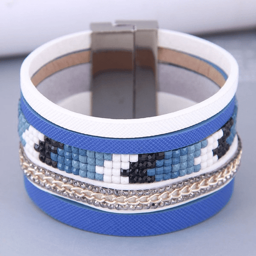 Wholesale blue leather magnetic suction Bracelet JDC-BT-WY117 Bracelet 威扬 Wholesale Jewelry JoyasDeChina Joyas De China