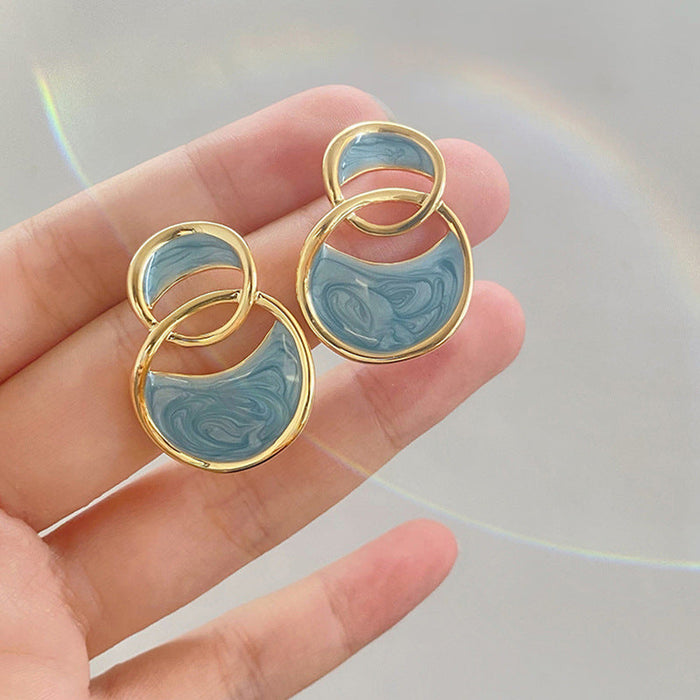 Wholesale blue love alloy earrings JDC-ES-BY015 Earrings 宝钰 4 Wholesale Jewelry JoyasDeChina Joyas De China