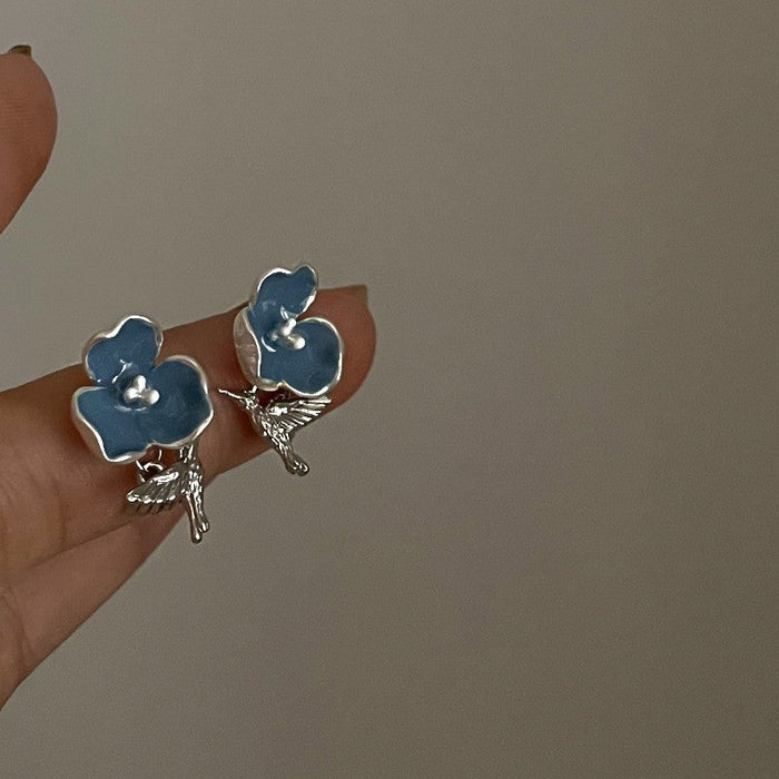 Wholesale blue love alloy earrings JDC-ES-BY015 Earrings 宝钰 9 Wholesale Jewelry JoyasDeChina Joyas De China