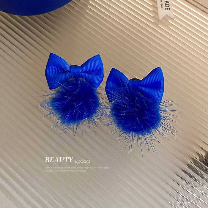 Wholesale blue love wool ball earrings JDC-ES-BY038 Earrings 宝钰 1 Wholesale Jewelry JoyasDeChina Joyas De China