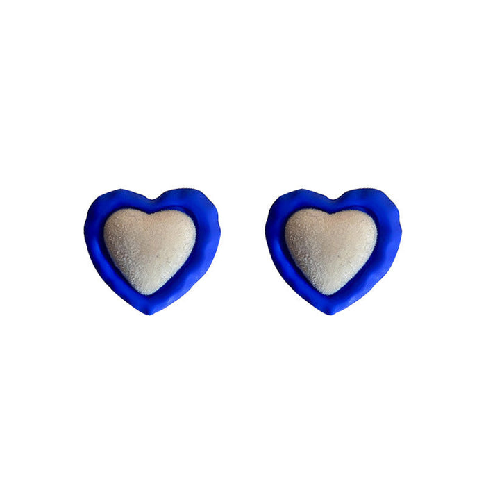Wholesale blue love wool ball earrings JDC-ES-BY038 Earrings 宝钰 Wholesale Jewelry JoyasDeChina Joyas De China