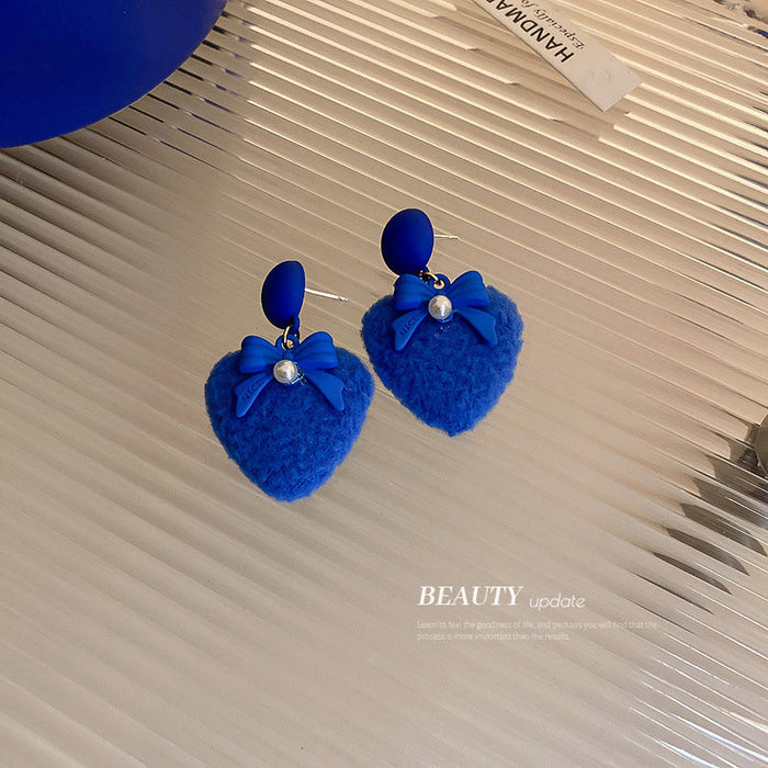 Wholesale blue love wool ball earrings JDC-ES-BY038 Earrings 宝钰 5 Wholesale Jewelry JoyasDeChina Joyas De China