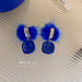 Wholesale blue love wool ball earrings JDC-ES-BY038 Earrings 宝钰 7 Wholesale Jewelry JoyasDeChina Joyas De China