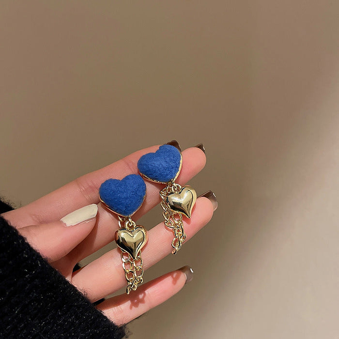 Wholesale blue love wool ball earrings JDC-ES-BY038 Earrings 宝钰 8 Wholesale Jewelry JoyasDeChina Joyas De China