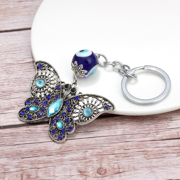 Bulk Jewelry Wholesale blue metal butterfly key fob evil's Eye JDC-KC-BD003 Wholesale factory from China YIWU China
