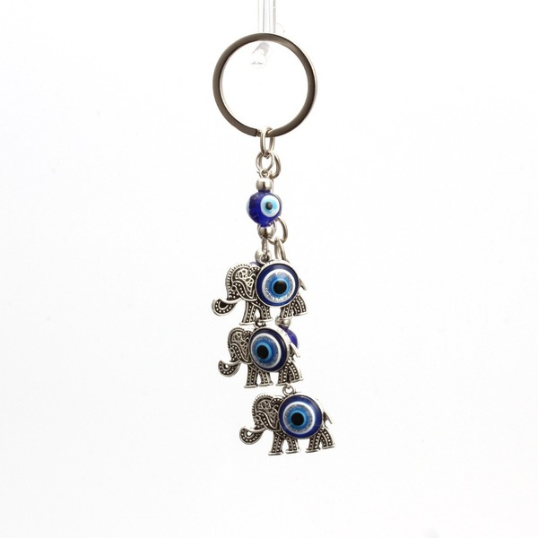 Bulk Jewelry Wholesale blue metal elephant pendant keychain evil eye JDC-KC-BD001 Wholesale factory from China YIWU China
