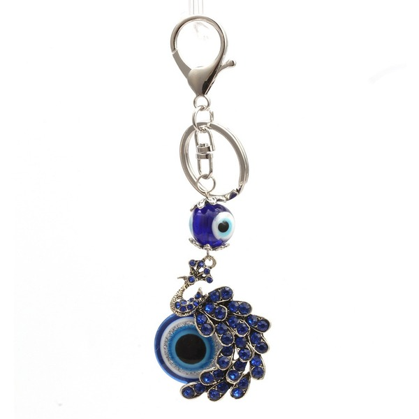 Bulk Jewelry Wholesale blue metal peacock key fob Sapphire evil's Eye JDC-KC-BD008 Wholesale factory from China YIWU China