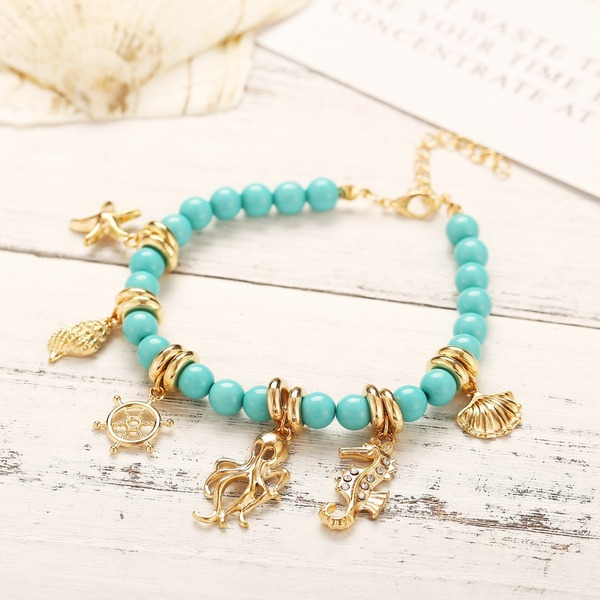 Bulk Jewelry Wholesale blue retro beach conch rudder octopus pendant alloy Anklet JDC-AS-F413 Wholesale factory from China YIWU China