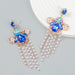 Wholesale Blue Rhinestone Tassel Earrings JDC-ES-JL924 Earrings 氿乐 Wholesale Jewelry JoyasDeChina Joyas De China
