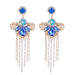 Wholesale Blue Rhinestone Tassel Earrings JDC-ES-JL924 Earrings 氿乐 blue Wholesale Jewelry JoyasDeChina Joyas De China