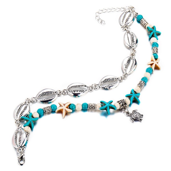 Bulk Jewelry Wholesale blue shell turtle pendant starfish alloy Anklet JDC-AS-F439 Wholesale factory from China YIWU China