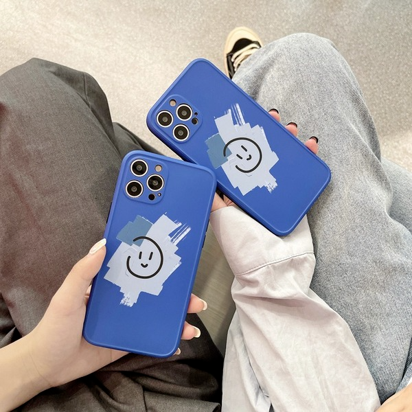 Bulk Jewelry Wholesale blue silicone smiley face for iPhone12pro/max apple 11 phone case JDC-PC-SC003 Wholesale factory from China YIWU China