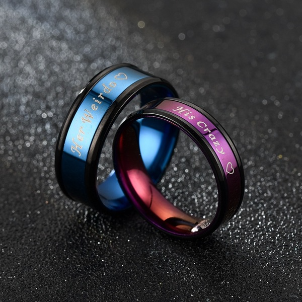 Bulk Jewelry Wholesale blue stainless steel couple to ring JDC-RS-GSTH001 Wholesale factory from China YIWU China