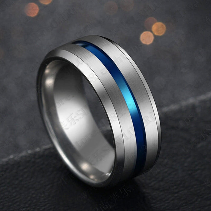 Wholesale blue stainless steel ring JDC-RS-RXSFL009 Rings 尚芙乐 blue steel color 7 Wholesale Jewelry JoyasDeChina Joyas De China