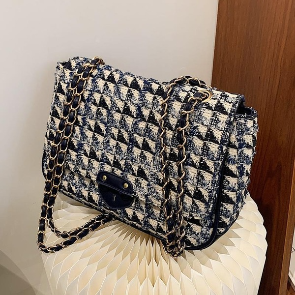 Bulk Jewelry Wholesale blue woolen material chain one-shoulder slant bag JDC-LB-ZM066 Wholesale factory from China YIWU China