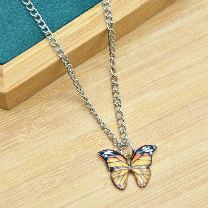 Wholesale Bohemian Alloy Butterfly Pendant Necklaces JDC-NE-XC216 Necklaces 夏晨 light yellow Wholesale Jewelry JoyasDeChina Joyas De China