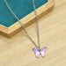 Wholesale Bohemian Alloy Butterfly Pendant Necklaces JDC-NE-XC216 Necklaces 夏晨 pink Wholesale Jewelry JoyasDeChina Joyas De China