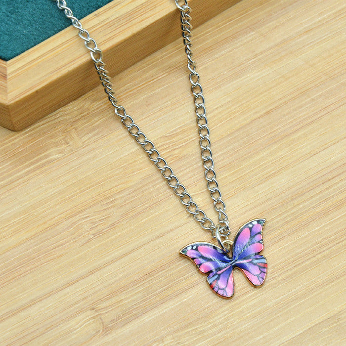 Wholesale Bohemian Alloy Butterfly Pendant Necklaces JDC-NE-XC216 Necklaces 夏晨 purple Wholesale Jewelry JoyasDeChina Joyas De China