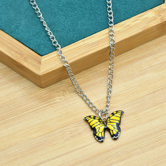 Wholesale Bohemian Alloy Butterfly Pendant Necklaces JDC-NE-XC216 Necklaces 夏晨 yellow Wholesale Jewelry JoyasDeChina Joyas De China