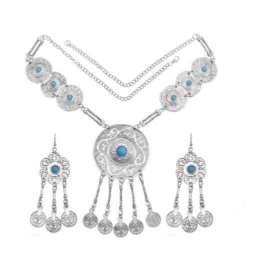 Wholesale Bohemian Alloy Gemstone Necklace and Earring Set JDC-NE-Yunl001 Necklaces 云罗 blue Wholesale Jewelry JoyasDeChina Joyas De China