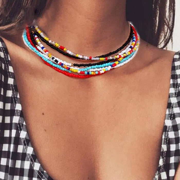 Wholesale Bohemian colored rice Bead Necklace JDC-NE-YinH007 Necklaces 颖皓 Wholesale Jewelry JoyasDeChina Joyas De China