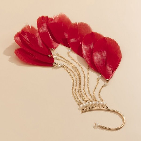 Wholesale bohemian feather alloy imitation crystal earrings JDC-ES-DN002 Earrings 道妮 Wholesale Jewelry JoyasDeChina Joyas De China