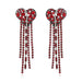 Wholesale Bohemian long heart-shaped color Rhinestone Tassel Earrings JDC-ES-MY090 Earrings JoyasDeChina red Wholesale Jewelry JoyasDeChina Joyas De China