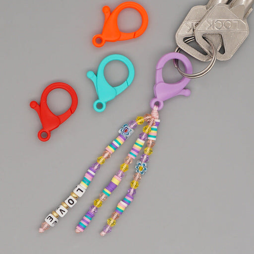 Wholesale Bohemian Soft Pottery Crystal Love Rice Beads Acrylic Beaded Lanyard Keychain JDC-KC-Yuxz016 Keychains 煜星珠 Wholesale Jewelry JoyasDeChina Joyas De China