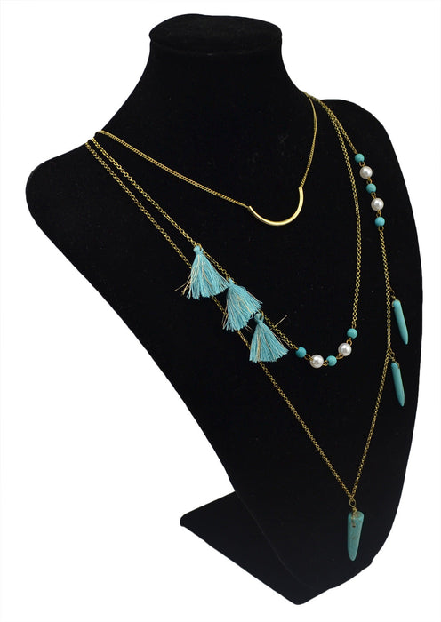 Wholesale bohemian turquoise tassel alloy necklace JDC-NE-Yunl021 Necklaces 云罗 Wholesale Jewelry JoyasDeChina Joyas De China