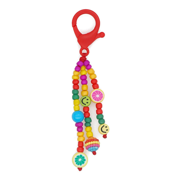 Wholesale boho hand woven rainbow smiley face rice beads acrylic beaded Lanyard Keychain JDC-KC-Yuxz011 Keychains 煜星珠 Wholesale Jewelry JoyasDeChina Joyas De China