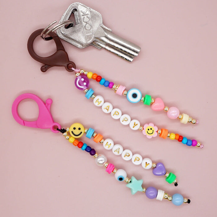 Wholesale Boho Handwoven Devil's Eye Rice Beads Acrylic Beaded Lanyard Keychain JDC-KC-Yuxz009 Keychains 煜星珠 Wholesale Jewelry JoyasDeChina Joyas De China