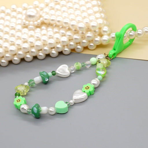 Wholesale Boho Imitation Pearl Hand Woven Rice Beads Acrylic Beaded Lanyard Keychain JDC-KC-Yuxz007 Keychains 煜星珠 Wholesale Jewelry JoyasDeChina Joyas De China