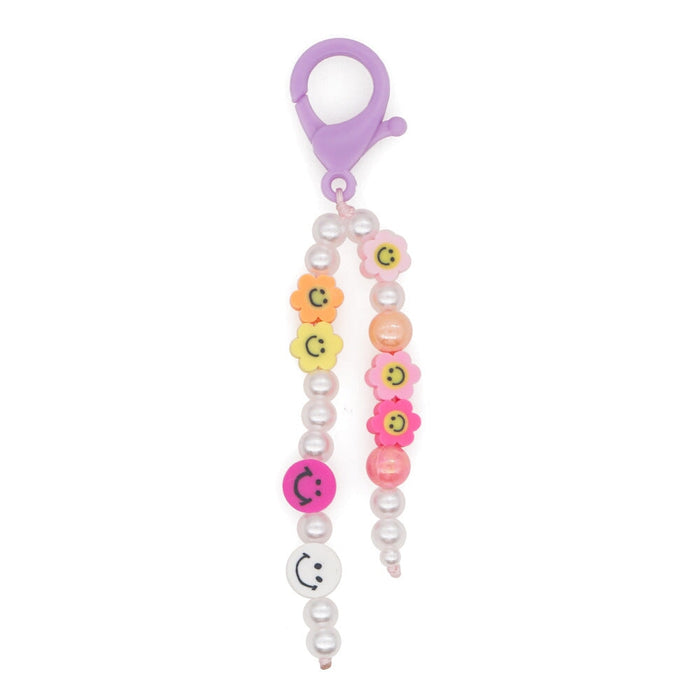 Wholesale Boho Resin Acrylic Imitation Pearl Beaded Flower Smiley Lanyard Keychain JDC-KC-Yuxz002 Keychains 煜星珠 QT-K210165A Wholesale Jewelry JoyasDeChina Joyas De China