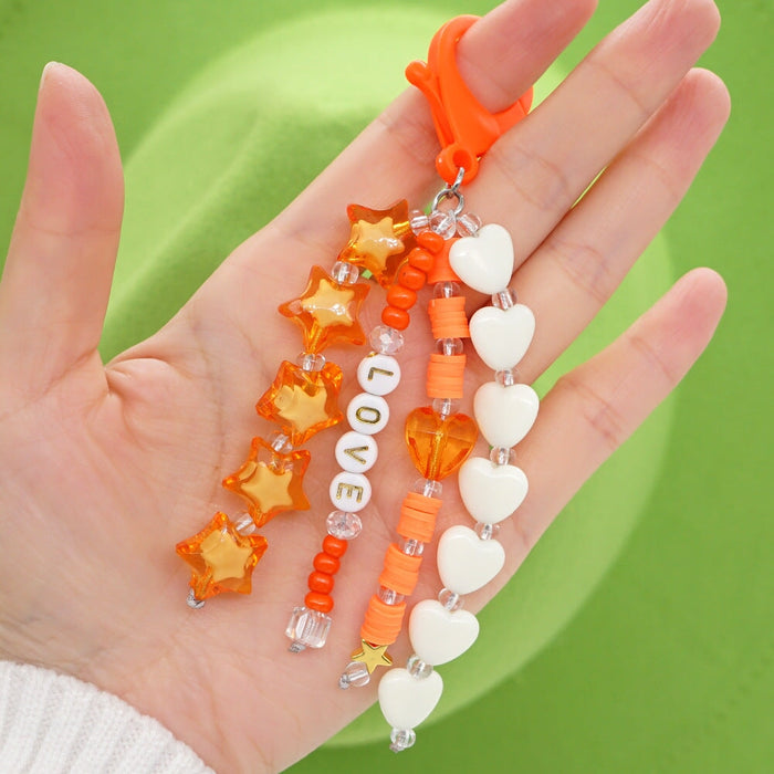 Wholesale Boho Resin Soft Pottery Hand Woven Beaded Flower Smiley Lanyard Keychain JDC-KC-Yuxz001 Keychains 煜星珠 QT-K210246A Wholesale Jewelry JoyasDeChina Joyas De China