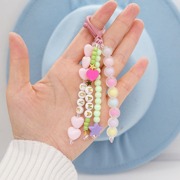 Wholesale Boho Resin Soft Pottery Hand Woven Beaded Flower Smiley Lanyard Keychain JDC-KC-Yuxz001 Keychains 煜星珠 QT-K210248A Wholesale Jewelry JoyasDeChina Joyas De China