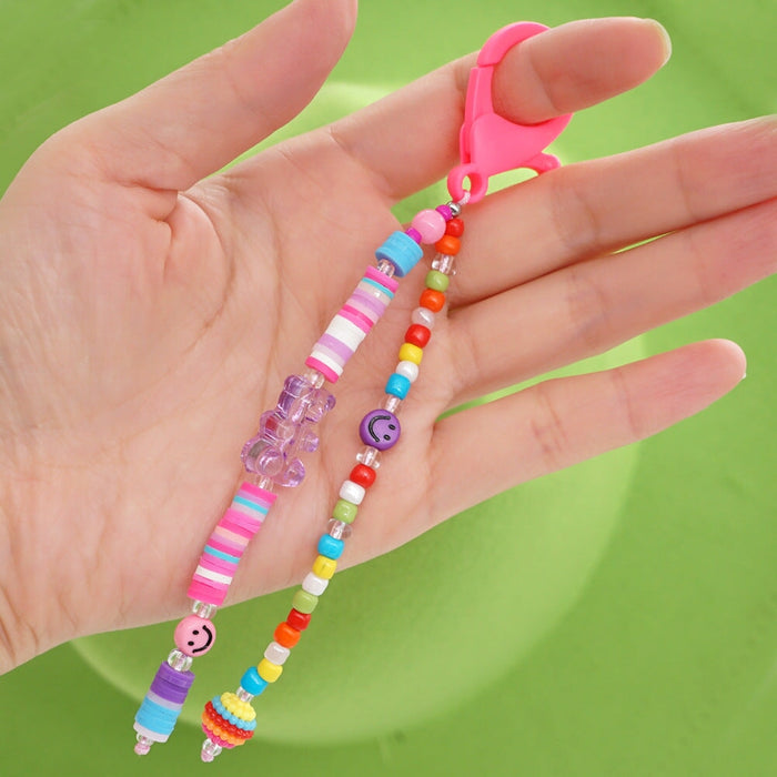 Wholesale Boho Resin Soft Pottery Hand Woven Beaded Flower Smiley Lanyard Keychain JDC-KC-Yuxz001 Keychains 煜星珠 QT-K210262A Wholesale Jewelry JoyasDeChina Joyas De China