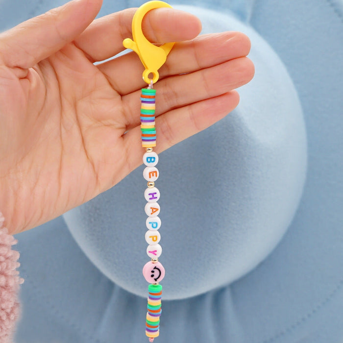 Wholesale Boho Resin Soft Pottery Hand Woven Beaded Flower Smiley Lanyard Keychain JDC-KC-Yuxz001 Keychains 煜星珠 RT-K210102D Wholesale Jewelry JoyasDeChina Joyas De China